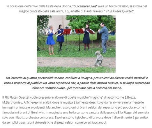 Musica classica in Dulcamara con i Fluit Flutes Quartet Fluit Flutes Quartet